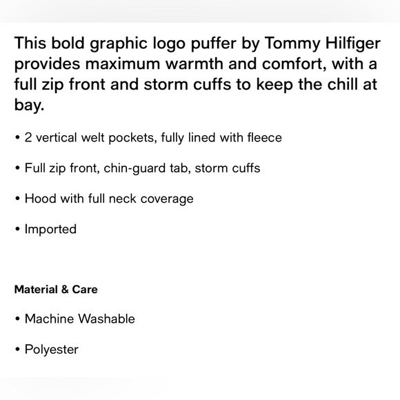 Tommy Hilfiger Big Boys Logo Hem Puffer Jacket - Picture 4 of 4